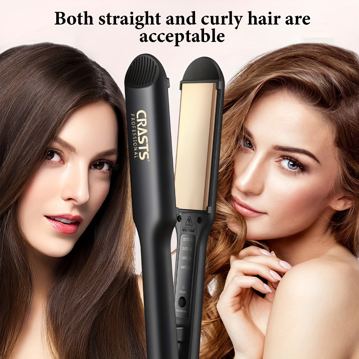 Professional Hair Straightener, 2-in-1 Ceramic Flat Iron For Straightening And Curling, Adjustable Temperature, Dual-Purpose Hair Styling Tool For Bangs And Curls, Gifts For Women