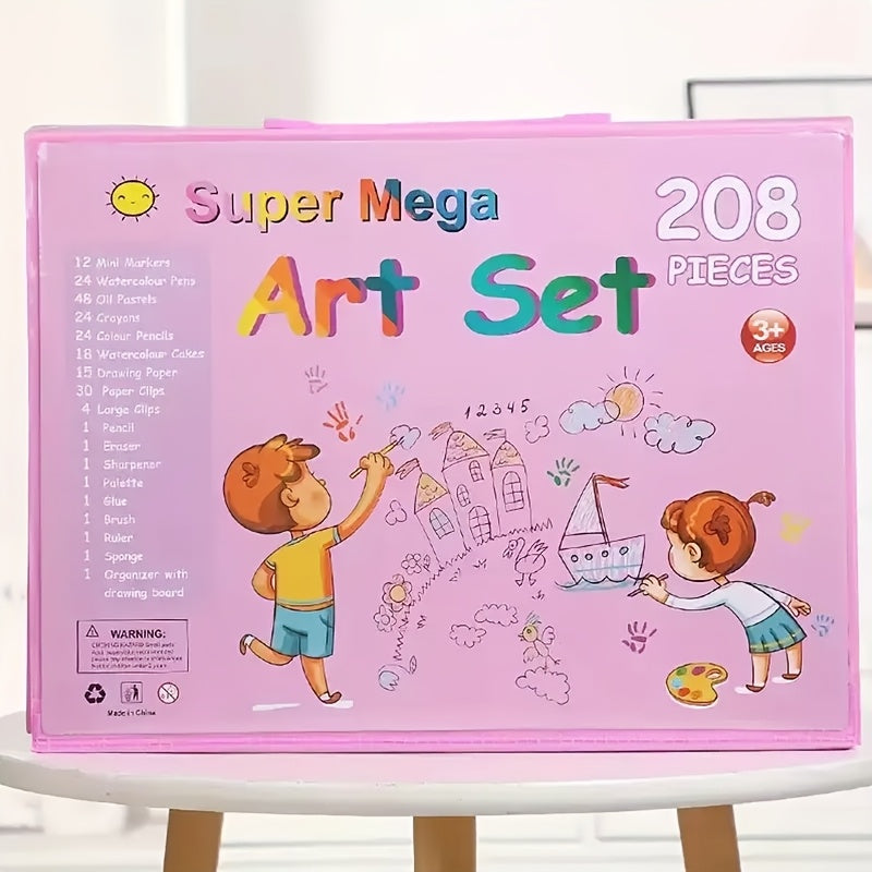 [208pcs Art Supplies] 208pcs Professional Art Supplies - Oil Pastels, Colored Pencils, Markers, Drawing Tools in Ergonomic Holder Box | Vibrant Art Supplies for Young Artists, Creative Playset with Durable Art Materials