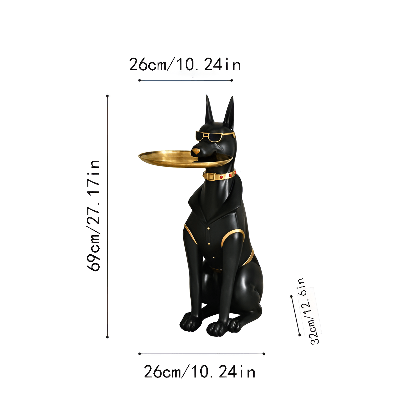 Resin Doberman Pinscher With Tray, Great Fashion Creative Sculpture, Living Room Interior, Does Not Require Electricity, Widely Used In Various Types Of Rooms, Perfect For Christmas, Halloween, Easter, Hanukkah, Thanksgiving-collectible Gifts