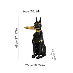 Resin Doberman Pinscher With Tray, Great Fashion Creative Sculpture, Living Room Interior, Does Not Require Electricity, Widely Used In Various Types Of Rooms, Perfect For Christmas, Halloween, Easter, Hanukkah, Thanksgiving-collectible Gifts