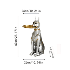 Resin Doberman Pinscher With Tray, Great Fashion Creative Sculpture, Living Room Interior, Does Not Require Electricity, Widely Used In Various Types Of Rooms, Perfect For Christmas, Halloween, Easter, Hanukkah, Thanksgiving-collectible Gifts