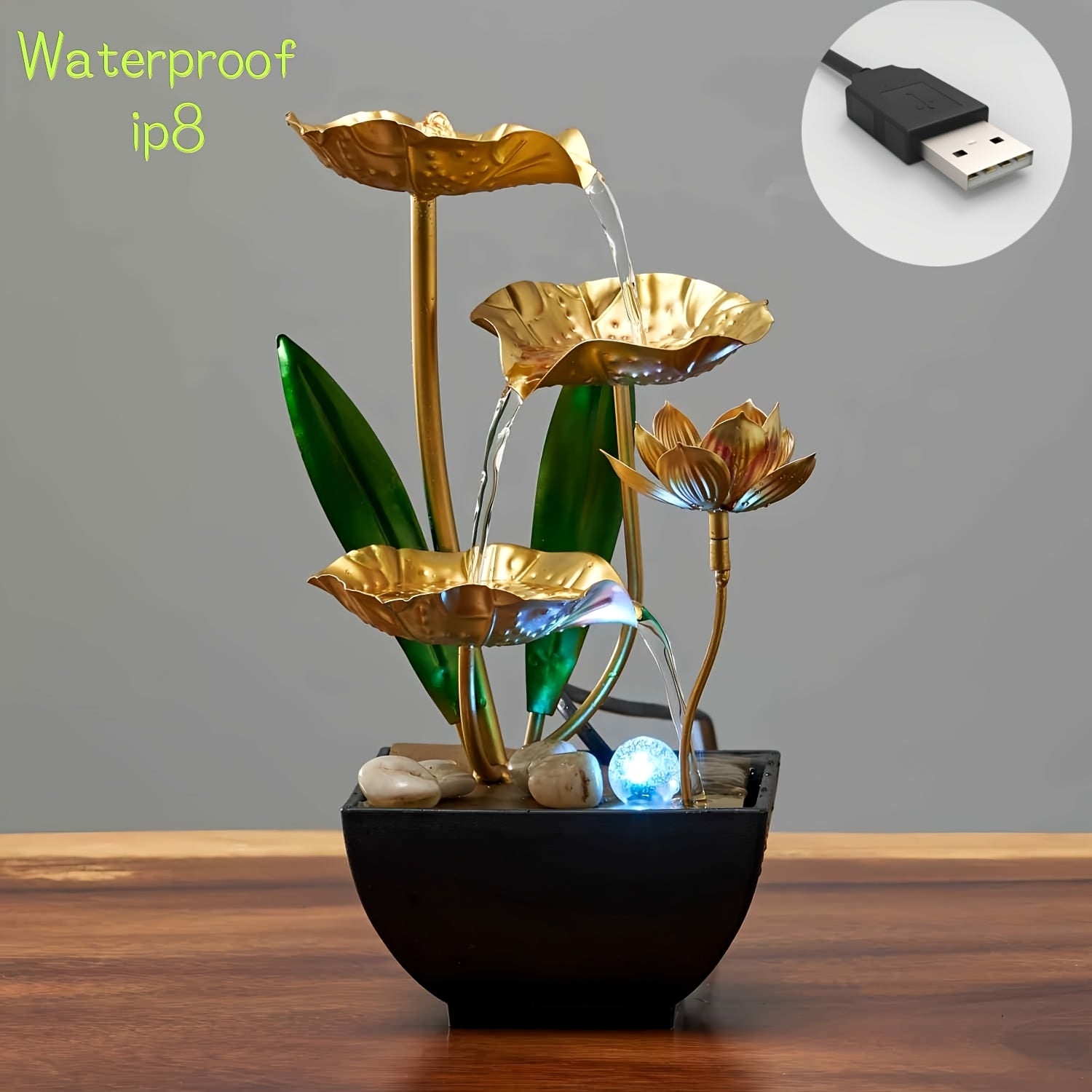 Small Indoor Fountain Automatic Humidifier Desktop Decor for Living Room and Bedroom Relaxation Craft