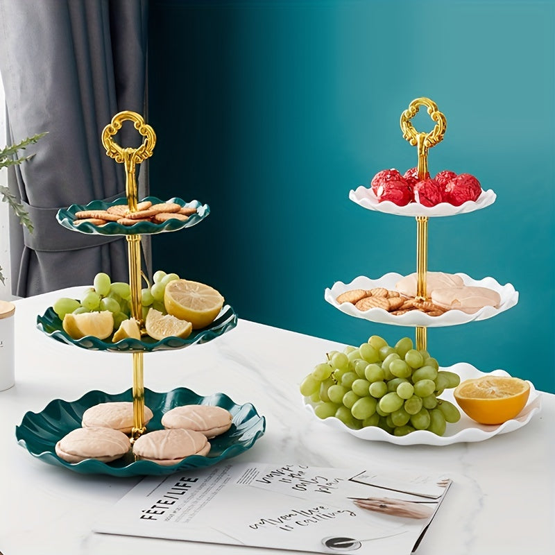 [European Cupcake Stand] 3 Tier European Cupcake Stand | Ruffled or Laciness Dessert Tower Tray for Tea Parties, Dances and Weddings