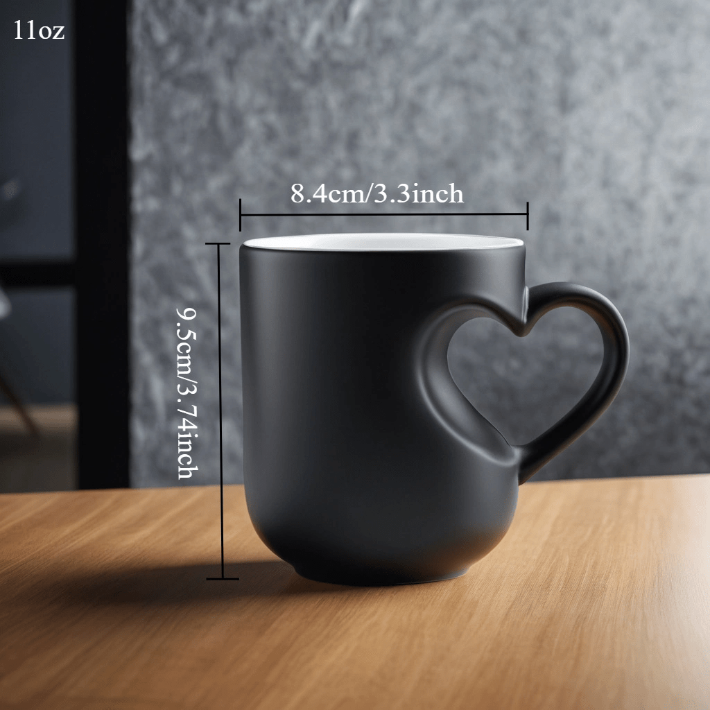 Magic Color Changing 1pc Mug with Heart-Shaped Handle - Custom Photo & Text Engraving - Ideal for Father'S Day, Mother'S Day, Fall, Winter Gifts