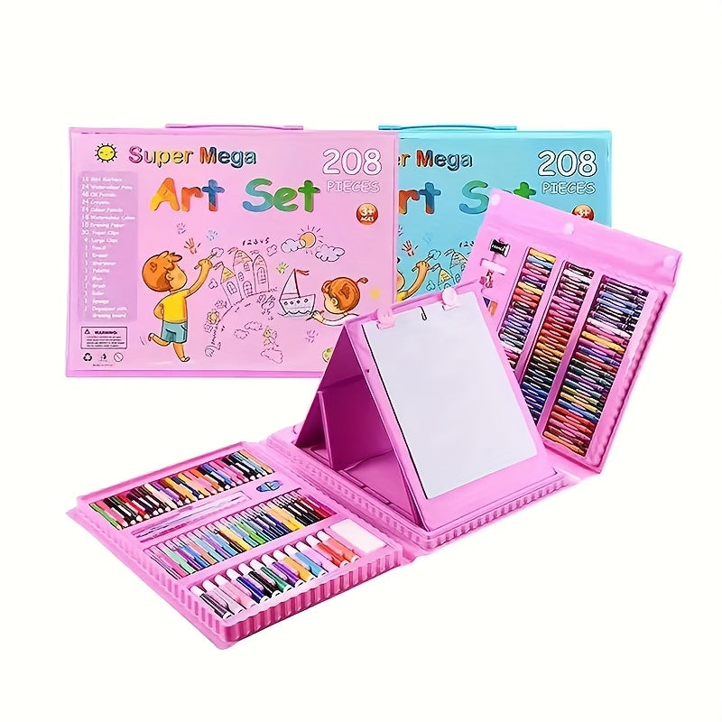 [208pcs Art Supplies] 208pcs Professional Art Supplies - Oil Pastels, Colored Pencils, Markers, Drawing Tools in Ergonomic Holder Box | Vibrant Art Supplies for Young Artists, Creative Playset with Durable Art Materials