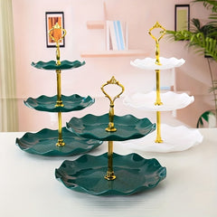 [European Cupcake Stand] 3 Tier European Cupcake Stand | Ruffled or Laciness Dessert Tower Tray for Tea Parties, Dances and Weddings