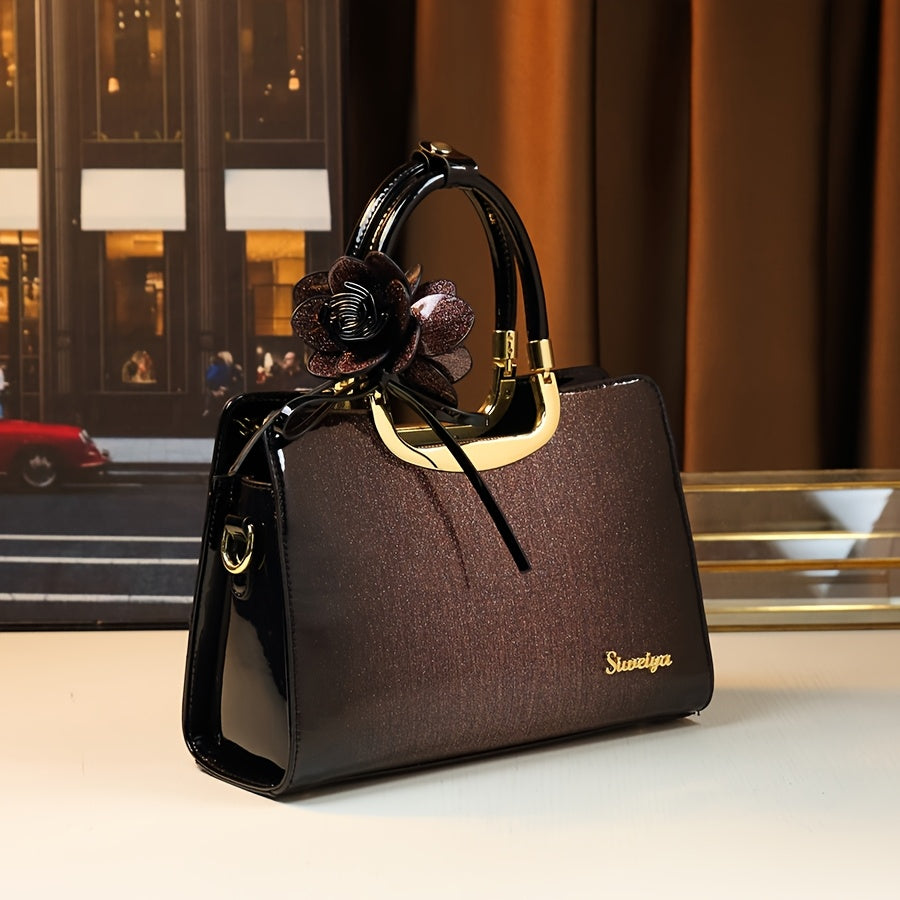 Vintage Floral Convertible Crossbody Handbag for Women – Elegant, Spacious & Versatile Purse with Removable Shoulder Strap, Stylish PU Leather Design for Daily Use & Travel