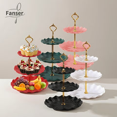 [European Cupcake Stand] 3 Tier European Cupcake Stand | Ruffled or Laciness Dessert Tower Tray for Tea Parties, Dances and Weddings