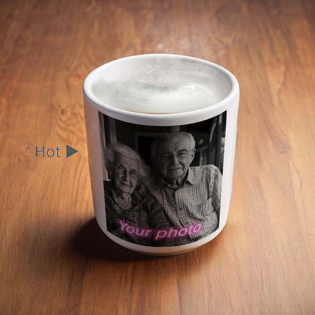 Magic Color Changing 1pc Mug with Heart-Shaped Handle - Custom Photo & Text Engraving - Ideal for Father'S Day, Mother'S Day, Fall, Winter Gifts