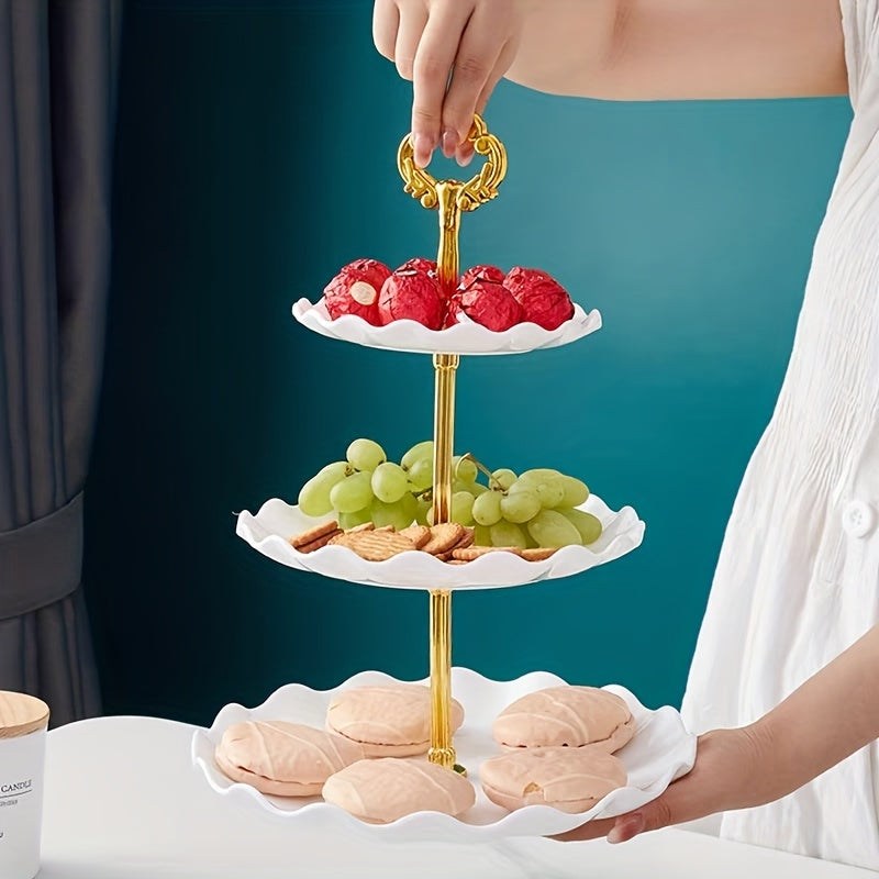 [European Cupcake Stand] 3 Tier European Cupcake Stand | Ruffled or Laciness Dessert Tower Tray for Tea Parties, Dances and Weddings