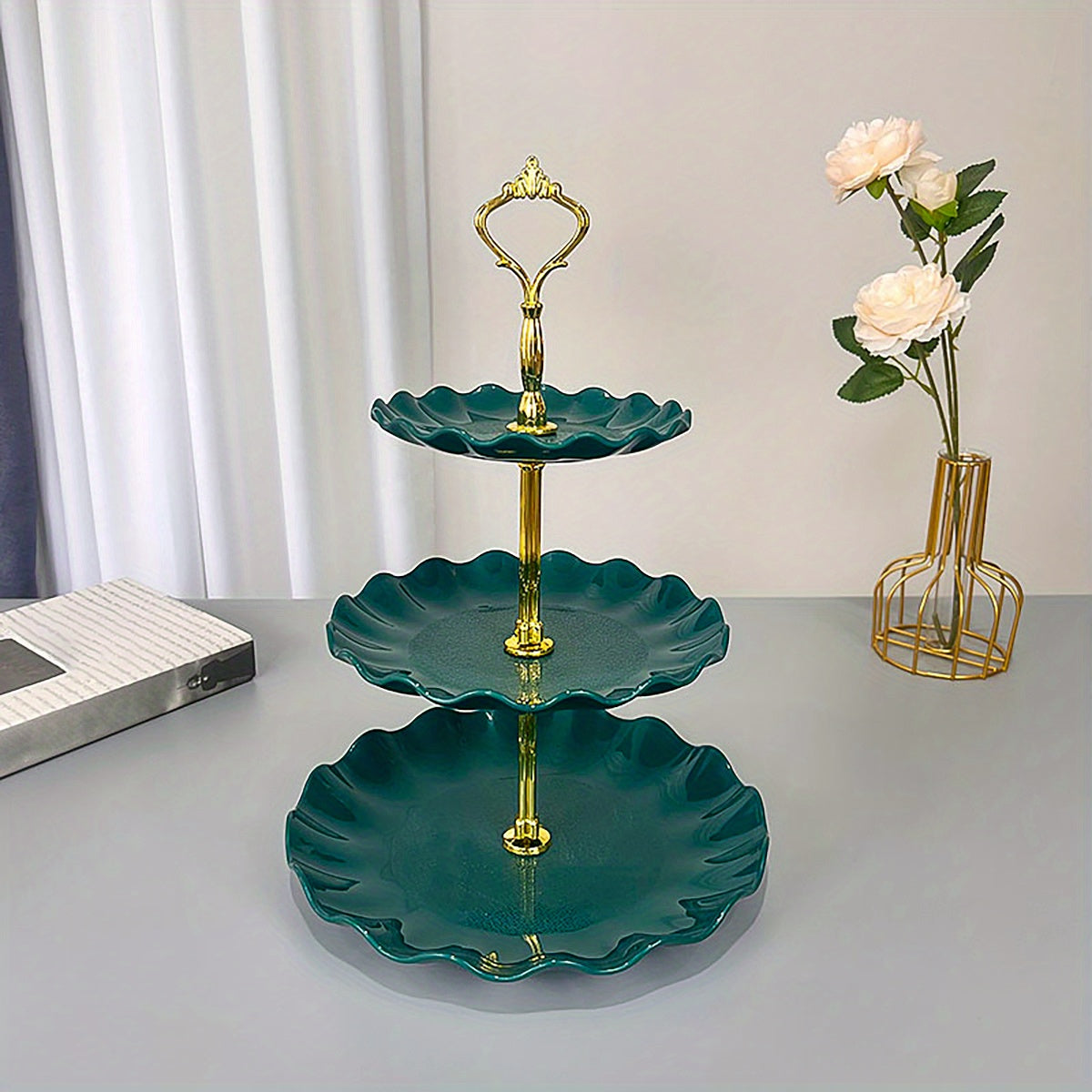 [European Cupcake Stand] 3 Tier European Cupcake Stand | Ruffled or Laciness Dessert Tower Tray for Tea Parties, Dances and Weddings