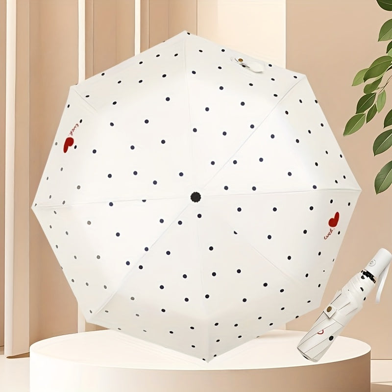1 Automatic Open Sunshade Umbrella with Love Print Pattern Illustration, Foldable Portable Travel Daily Umbrella for Men and Women, Student Umbrella, Korean Style Fresh Sunshade Outdoor Umbrella