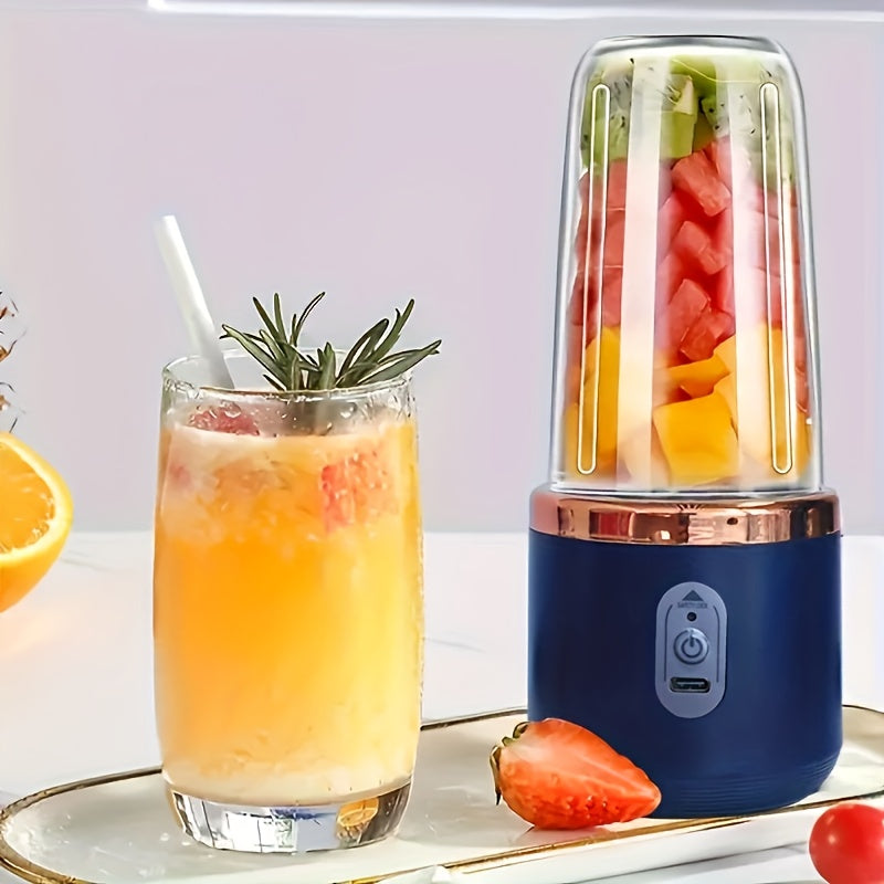 1pc Portable USB-Powered Juicer and Blender Cup - Dual Function Electric Fruit Squeezer & Mixer with Built-in Lithium Battery, Compact Travel Design, Leakproof Lid - for Smoothies, On-the-Go Blending, Home/Office Use - Ideal for Fresh Fruit, Veggies, Ice