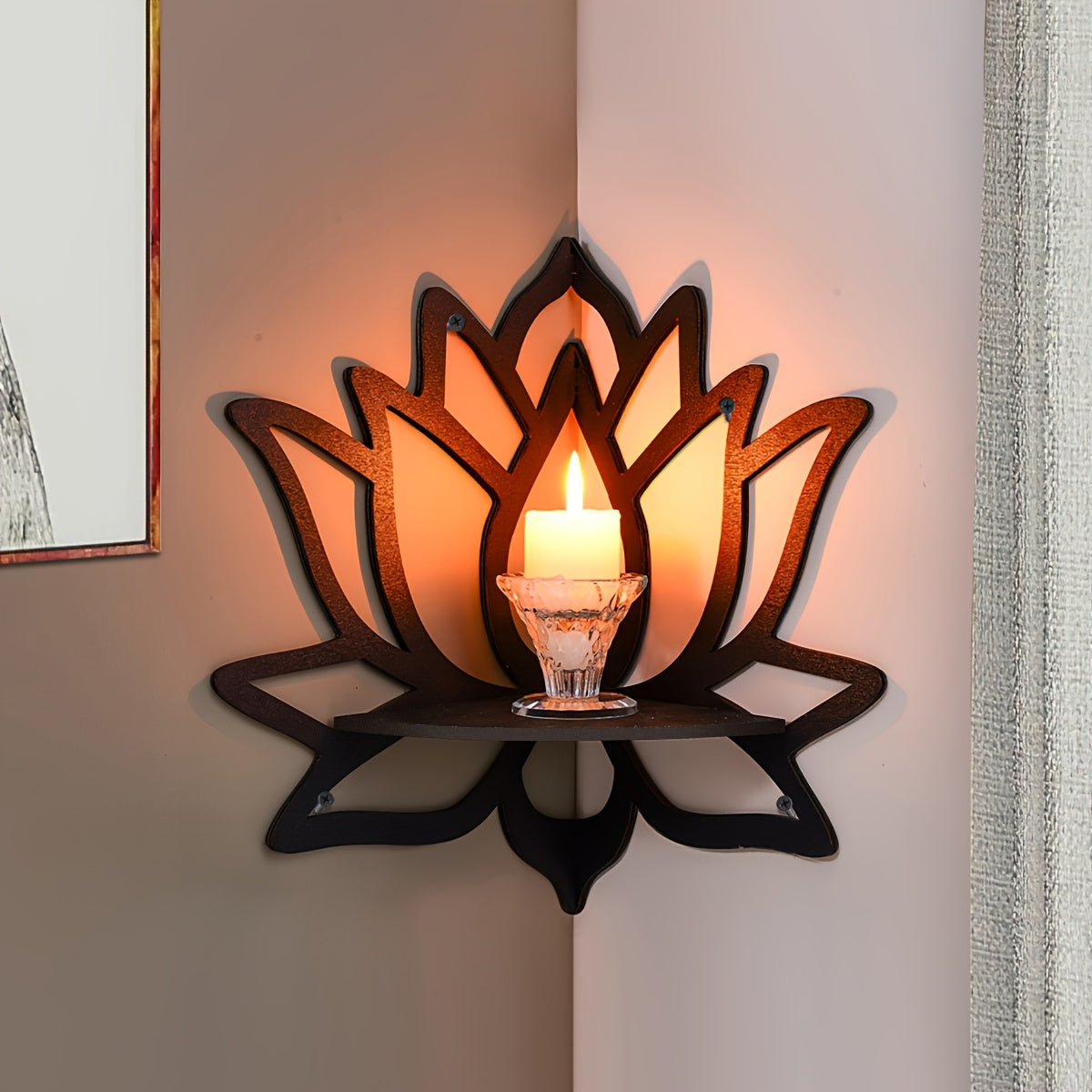 1pc Creative for Lotus Flower Wall Corner Shelf, Right Angle Decorative Wall Shelf, Suitable for Home Decoration Wall Decoration