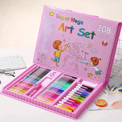 [208pcs Art Supplies] 208pcs Professional Art Supplies - Oil Pastels, Colored Pencils, Markers, Drawing Tools in Ergonomic Holder Box | Vibrant Art Supplies for Young Artists, Creative Playset with Durable Art Materials