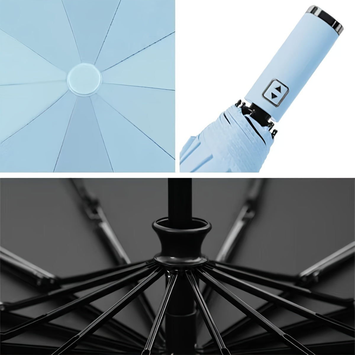 1-Pack Automatic Open/Close Folding Umbrella with 10-Rib Windproof, 190T Pongee Fabric, Compact Travel Design & Ergonomic Plastic Handle - Beige/Blue/Black, Durable Construction, Stylish Foldable Umbrella for Men & Women, Outdoor Umbrella, Travel Accessor