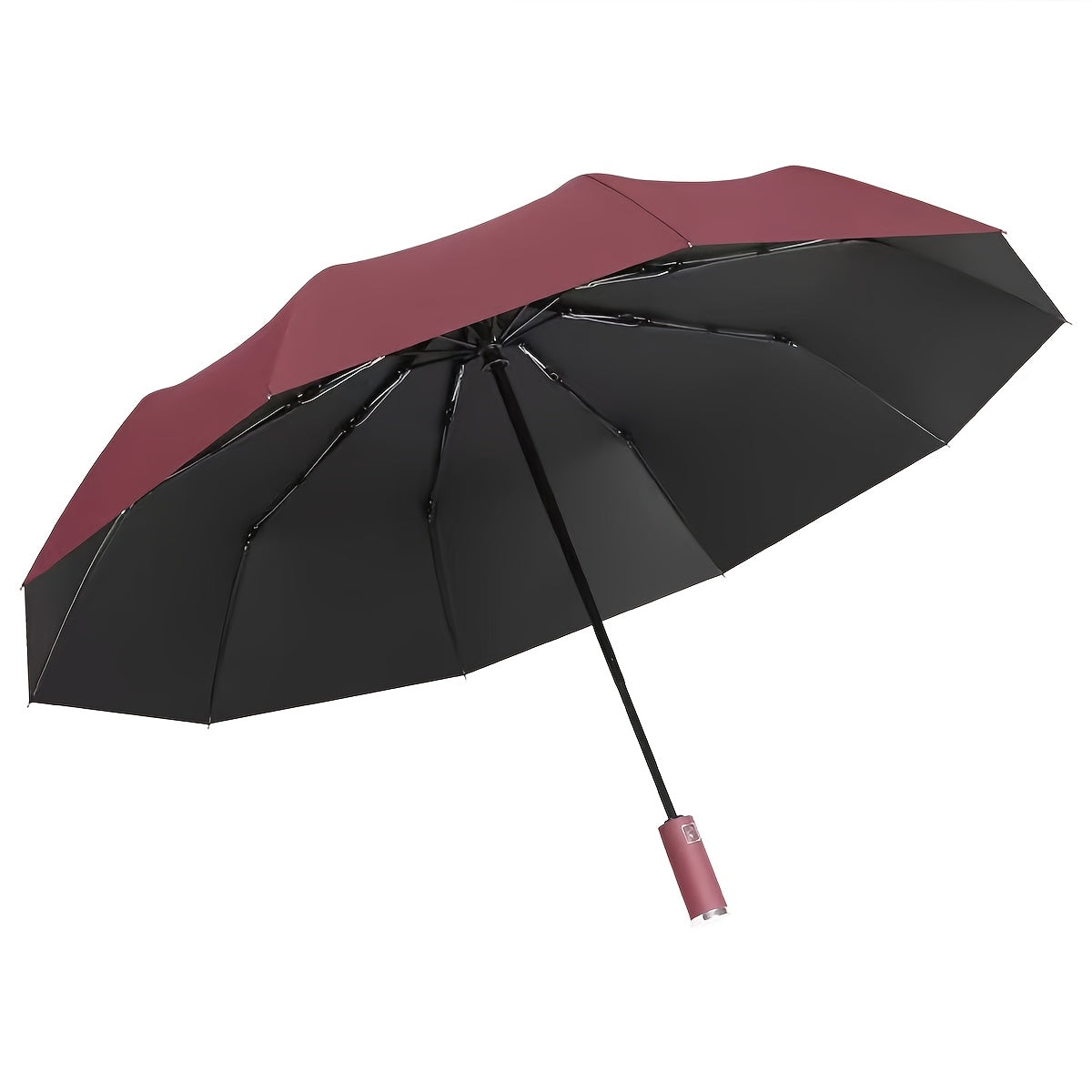 1-Pack Automatic Open/Close Folding Umbrella with 10-Rib Windproof, 190T Pongee Fabric, Compact Travel Design & Ergonomic Plastic Handle - Beige/Blue/Black, Durable Construction, Stylish Foldable Umbrella for Men & Women, Outdoor Umbrella, Travel Accessor
